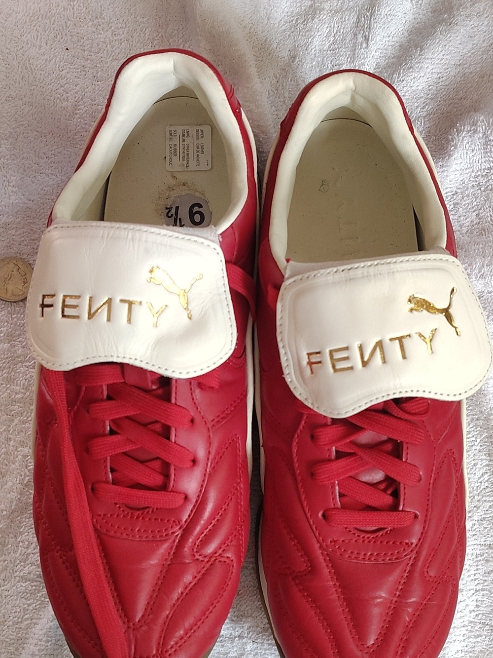 Puma Red and White FENTY Low-Top Sneakers